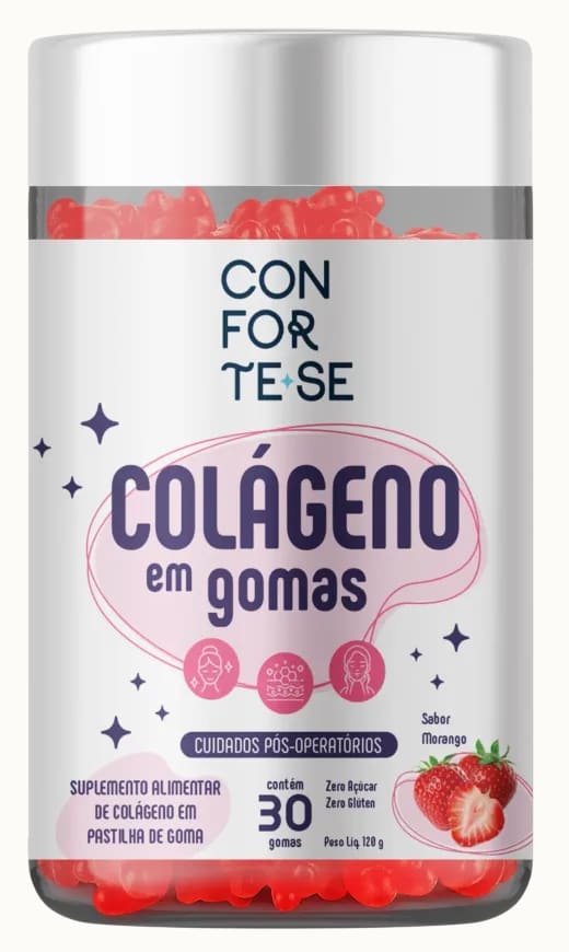 Pote de Colágeno em Gomas Conforte-se sabor morango com 30 gomas