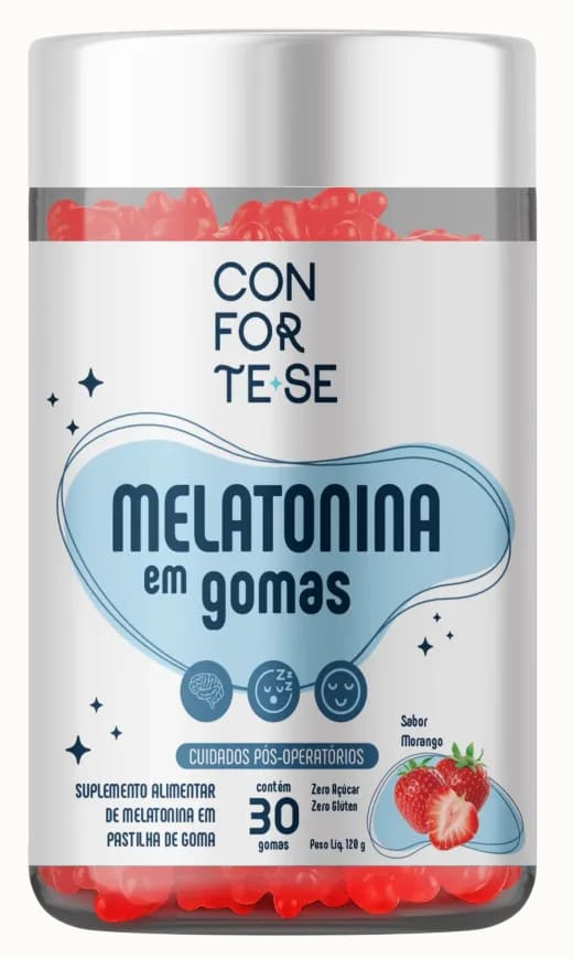 Pote de Melatonina em Gomas Conforte-se sabor morango com 30 gomas